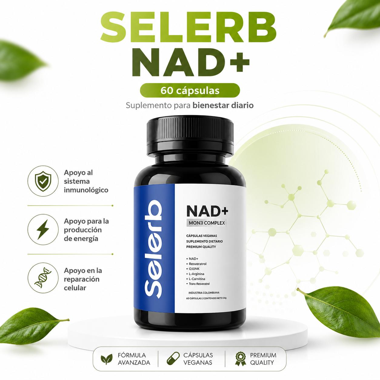 Selerb NAD+ con Resveratrol – 60 Cápsulas