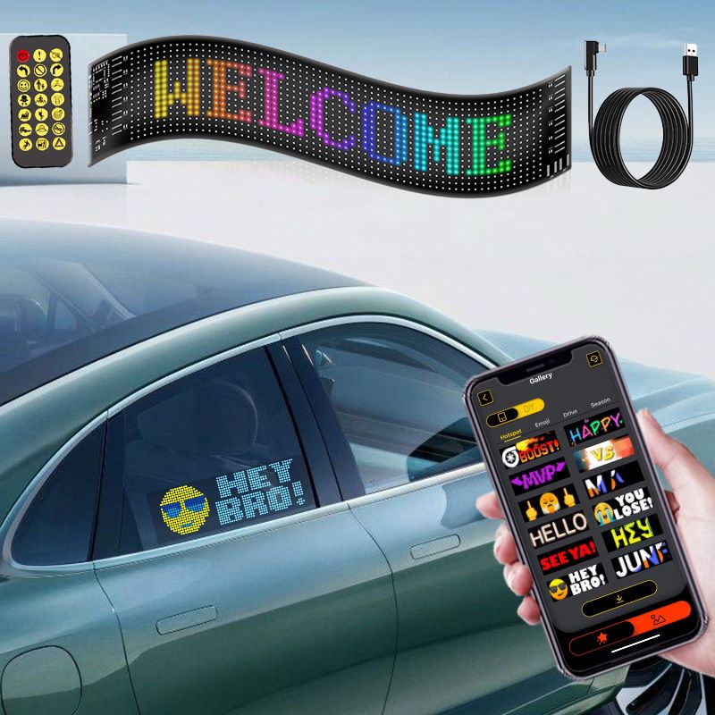 Pantalla LED Programable para Auto con Mensajes y Diseños