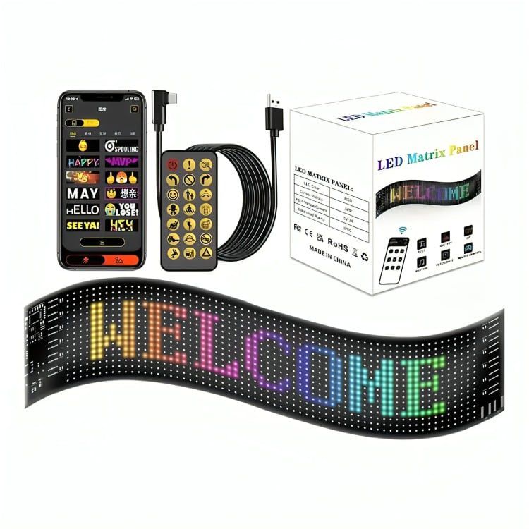 Pantalla LED Programable para Auto con Mensajes y Diseños