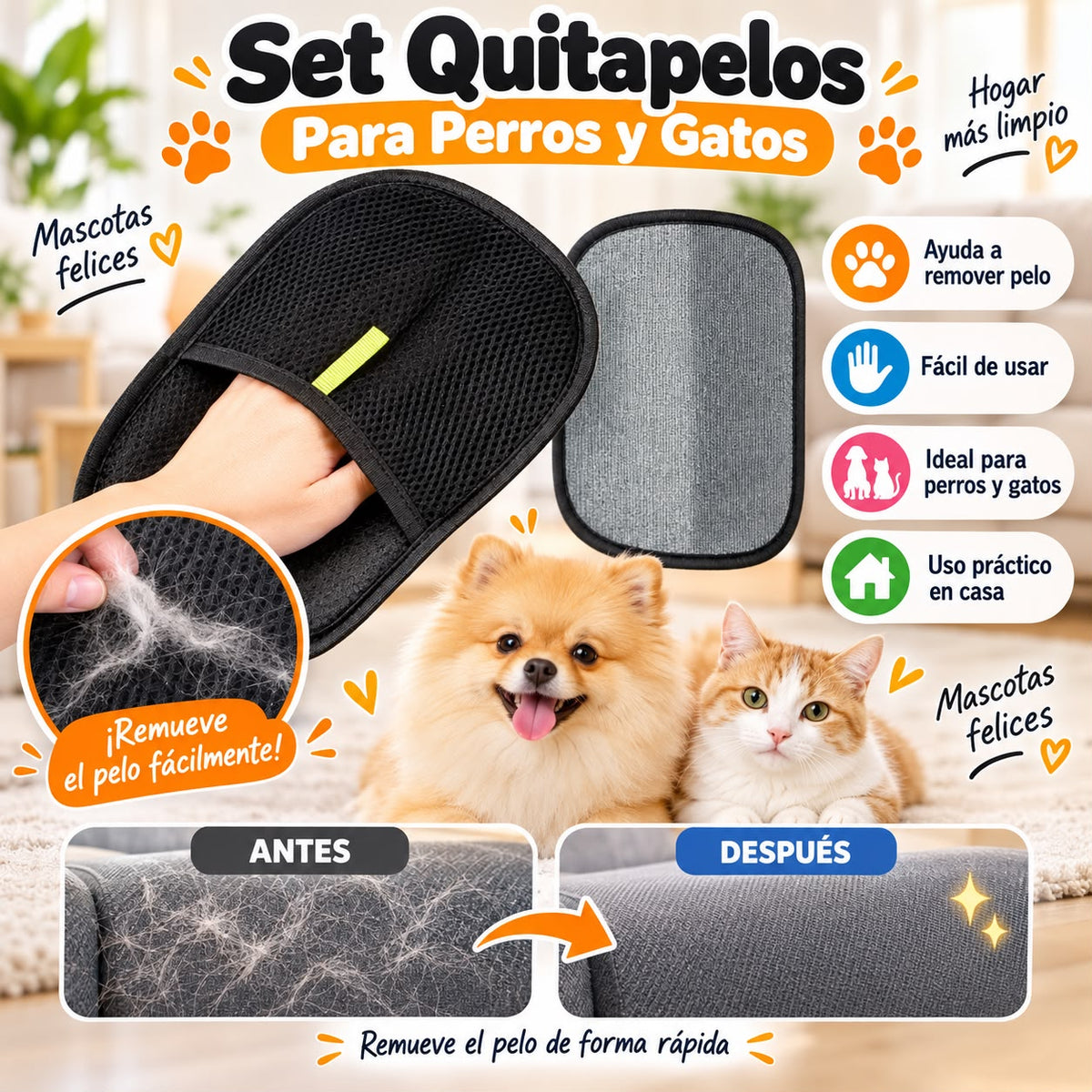 Pack Cuidado Mascotas 3 en 1 | Cepillo de Vapor + Quitapelos + Spray Bucal