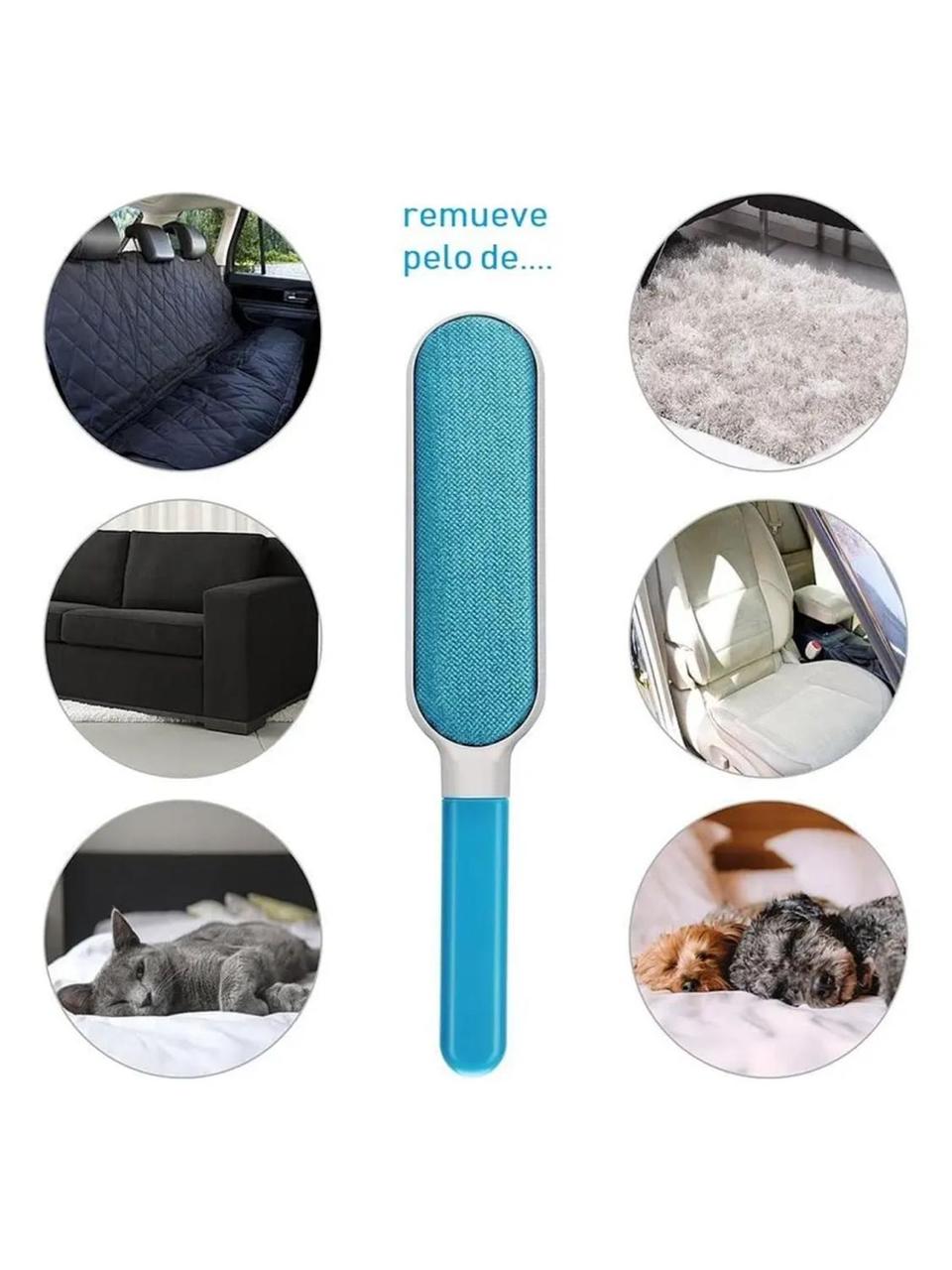 Cepillo quita pelos de mascota en ropa, sillones, camas o superficies